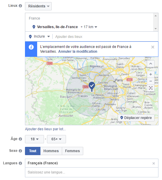 Ciblage des publicités Facebook