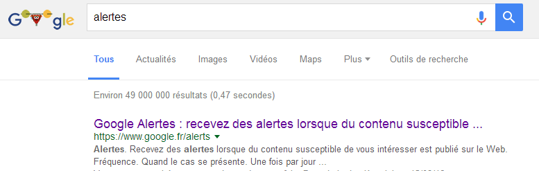 Trouvez Google Alertes dans Google